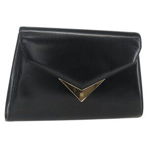 Authentic GIVENCHY Shoulder Bag Leather Black Gold